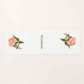 Tapis De Yoga Rose rose et pêche aquarelle botanique (Devant (Horizontal))