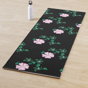 Tapis De Yoga Rose sauvage - Motif floral sur Arrière - plan noi