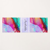 Tapis De Yoga Rose vert violet moderne Aquarelle Abstraite (Devant (Horizontal))