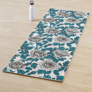 Tapis De Yoga Roses blanches et coccinelles