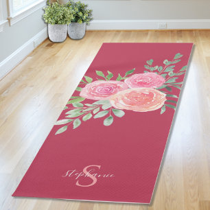 Tapis De Yoga Roses Bourgogne Rose Personnalisées