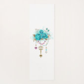 Tapis De Yoga Roses turquoise avec touches (Dos)