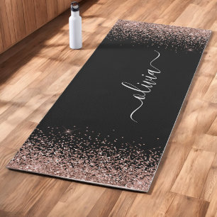 Tapis De Yoga Rouge doré Fard rose Paillettes Féminin Monogramme