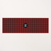 Tapis De Yoga Rouge Noir Plaid Rob Roy Tartan Monogramme initial (Devant (Horizontal))
