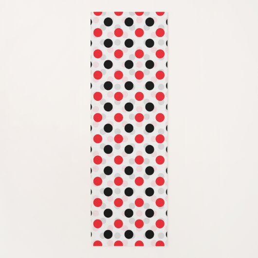 Tapis De Yoga Rouge noir Pois Textile Motif Design (Devant)