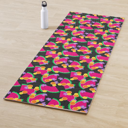 Tapis De Yoga Rouge pastèque Lémons jaunes Tropical (En situation)