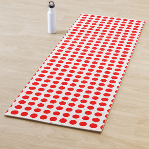 Tapis De Yoga Rouge sur blanc Grande taille Pois horizontaux