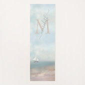 Tapis De Yoga Sable tropical Plage Océan Nom du monogramme (Devant)