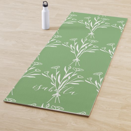Tapis De Yoga Sage apaisant Vert Tranquille Floral Bio (En situation)