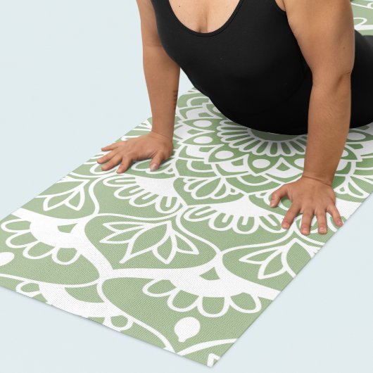 Tapis De Yoga Sage Green Mandala Art