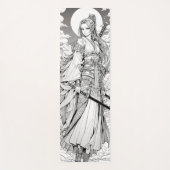 Tapis De Yoga samurai girl and moon anime ink draw art (Devant)