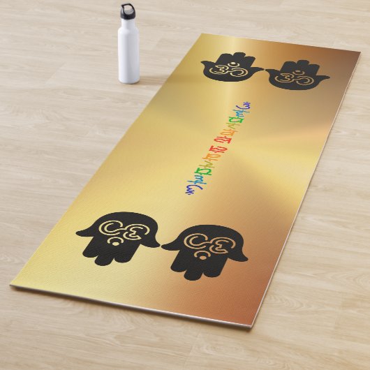 Tapis De Yoga Sanskrit Chakra Om Hamsa Gold Metallic (En situation)