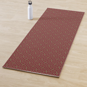 Tapis De Yoga Sayagata motif, japonais, bourgogne et or