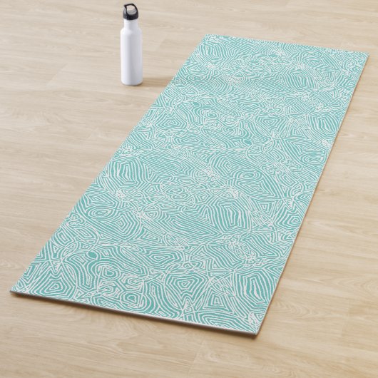 Tapis De Yoga Scribbleempreintes Turquoise (En situation)