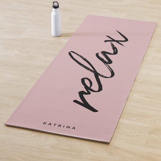 Tapis De Yoga Script chic "Relax" rose pâle