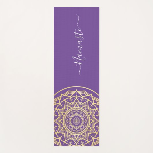 Tapis De Yoga Script de Namaste Purple Mandala Gold (Devant)