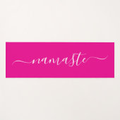 Tapis De Yoga Script élégant rose et blanc chaud Namaste (Devant (Horizontal))
