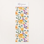 Tapis De Yoga Script Floral Impression Lilac Jaune (Devant)
