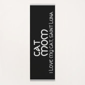Tapis De Yoga Script Maman Chat Nom de Compagnie Gris Blanc Noir (Devant)