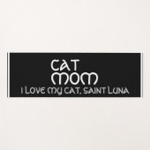 Tapis De Yoga Script Maman Chat Nom de Compagnie Gris Blanc Noir (Devant (Horizontal))