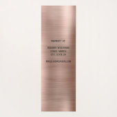 Tapis De Yoga Script métallique brossé Monogramme Rose personnal (Dos)