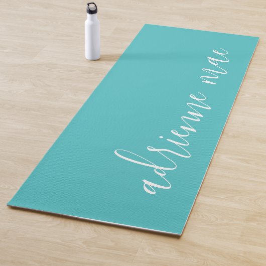 Tapis De Yoga Script Moderne Prière Turquoise Personnalisée Ou (En situation)