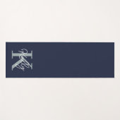 Tapis De Yoga Script Monogramme bleu marine moderne (Devant (Horizontal))