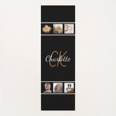 Tapis De Yoga Script monogramme noir collage photo personnalisé (Devant)