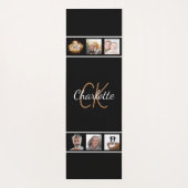 Tapis De Yoga Script monogramme noir collage photo personnalisé (Dos)
