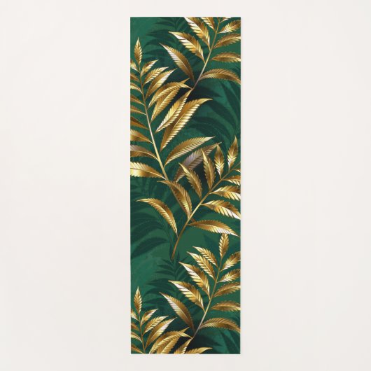 Tapis De Yoga Seamless pattern with golden ferns (Devant)