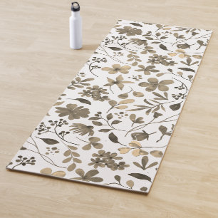 Tapis De Yoga Sépia tonique Vintage Floral Print