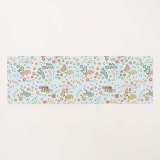 Tapis De Yoga Shabby Birds & Branches Bleu (Dos (Horizontal))