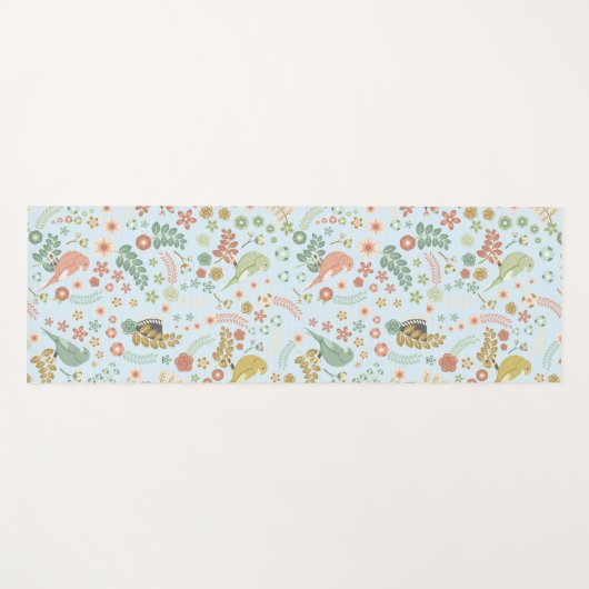 Tapis De Yoga Shabby Birds & Branches Bleu (Devant (Horizontal))
