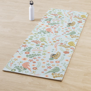 Tapis De Yoga Shabby Birds & Branches Bleu