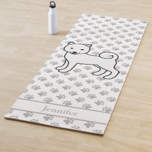 Tapis De Yoga Shiba Inu Blanc Chien Mignon Avec Pattes & Nom