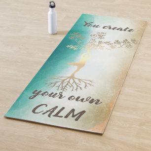 Tapis de Yoga Silhouette d'Arbre Doré,Ombre Yoga