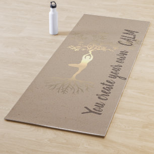Tapis De Yoga Silhouette d'Arbre Doré - Vous Créez Votre Propre 