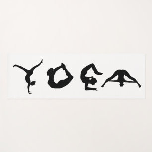 Tapis De Yoga Silhouette de positions de Yoga formant le mot YOG