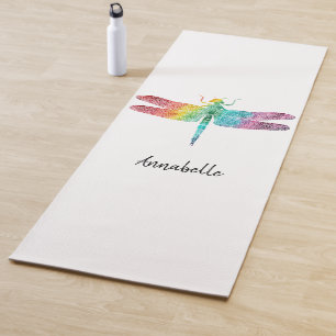 Tapis De Yoga Silhouette magnifique de libellule d'aquarelle