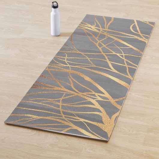 Tapis De Yoga Silhouette Silhouette Silhouette Gris minimum mode (En situation)