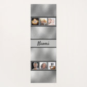 Tapis De Yoga Silver photo collage nom élégant script (Dos)