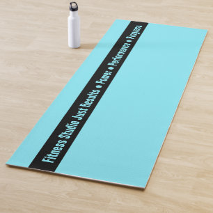 Tapis De Yoga Simple Custom Fitness Texte Noir & Bleu Électrique