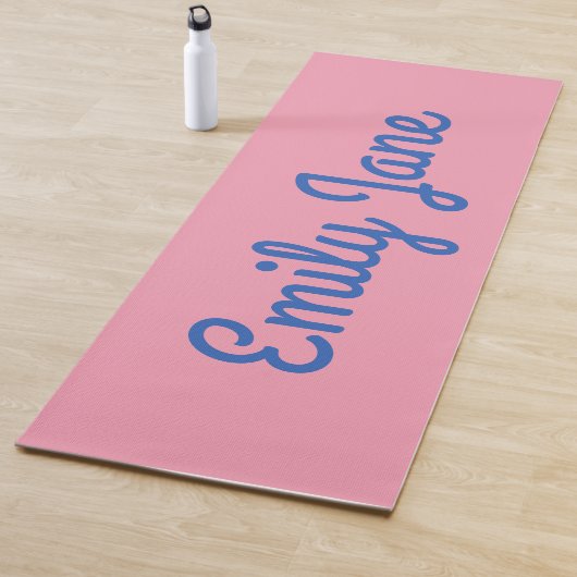 Tapis De Yoga Simple Cute bleu et rose Personnalisé (En situation)