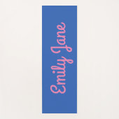 Tapis De Yoga Simple Cute bleu rose Script Nom personnalisé (Devant)