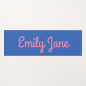 Tapis De Yoga Simple Cute bleu rose Script Nom personnalisé (Devant (Horizontal))