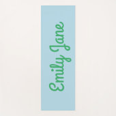 Tapis De Yoga Simple Cute bleu vert Script Nom personnalisé (Devant)