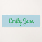 Tapis De Yoga Simple Cute bleu vert Script Nom personnalisé (Devant (Horizontal))