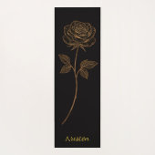 Tapis De Yoga Simple Line Art Rose Custom Name (Dos)