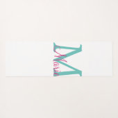 Tapis De Yoga simple minimal add name monogram green pink blue t (Dos (Horizontal))