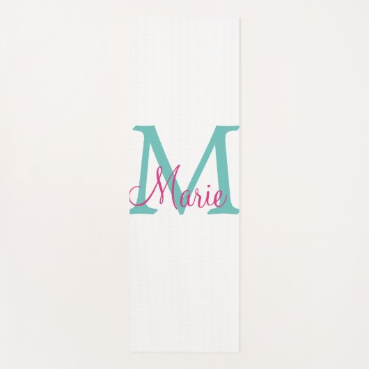 Tapis De Yoga simple minimal add name monogram green pink blue t (Devant)